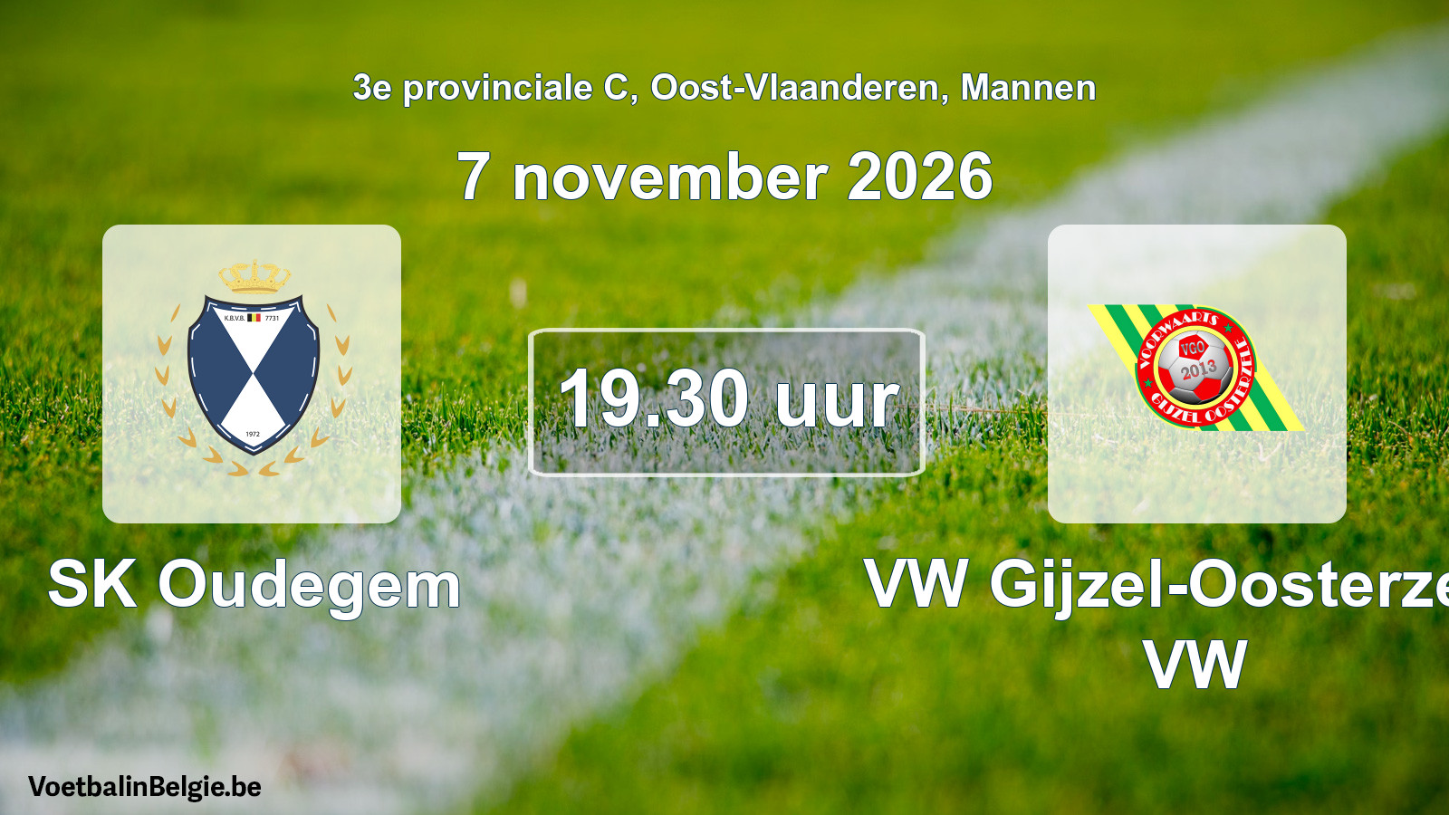 Geplande wedstrijd mannenvoetbal: SK Oudegem - VW Gijzel-Oosterzele VW (7 november 2026)