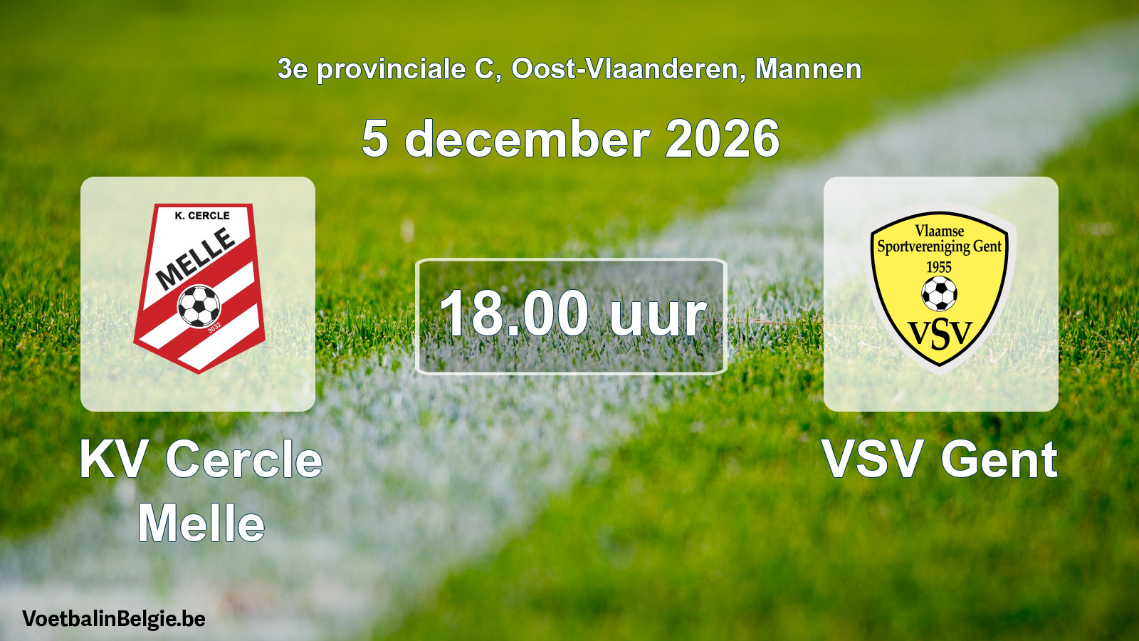 Geplande wedstrijd mannenvoetbal: KV Cercle Melle - VSV Gent (5 december 2026)