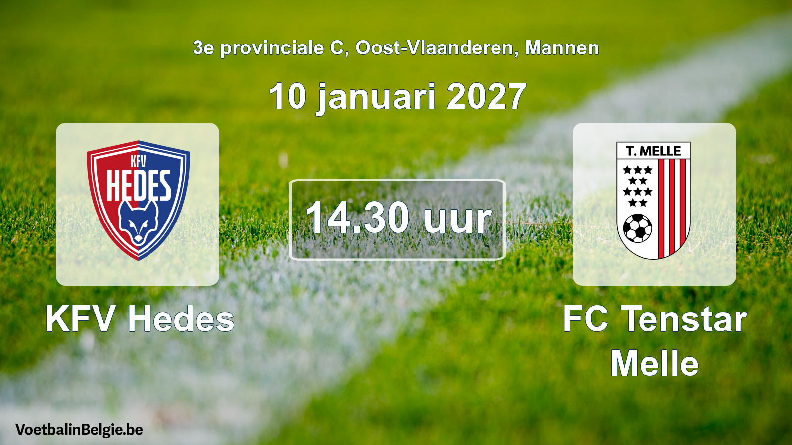 Geplande wedstrijd mannenvoetbal: KFV Hedes - FC Tenstar Melle (10 januari 2027)