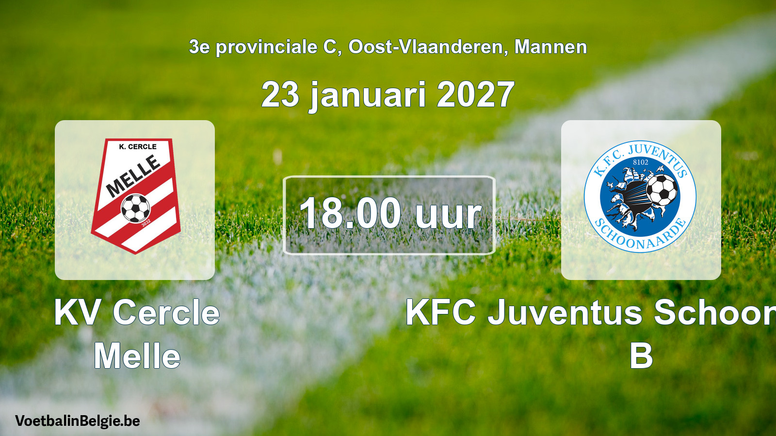Geplande wedstrijd mannenvoetbal: KV Cercle Melle - KFC Juventus Schoonaarde B (23 januari 2027)