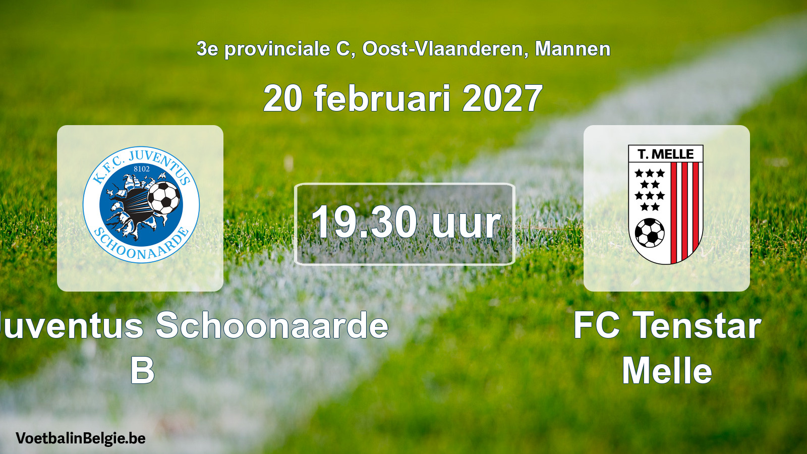 Geplande wedstrijd mannenvoetbal: KFC Juventus Schoonaarde B - FC Tenstar Melle (20 februari 2027)