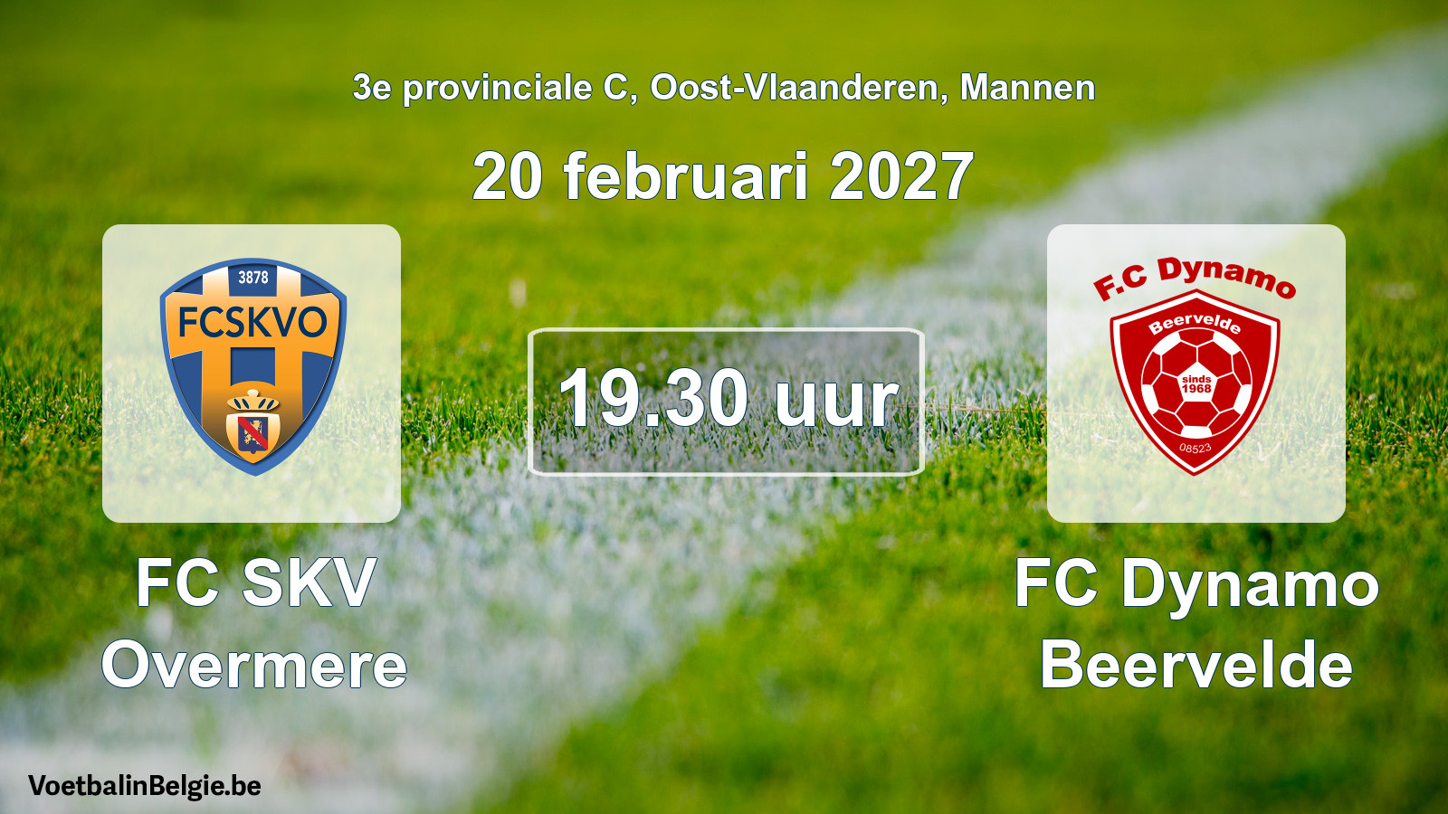 Geplande wedstrijd mannenvoetbal: FC SKV Overmere - FC Dynamo Beervelde (20 februari 2027)