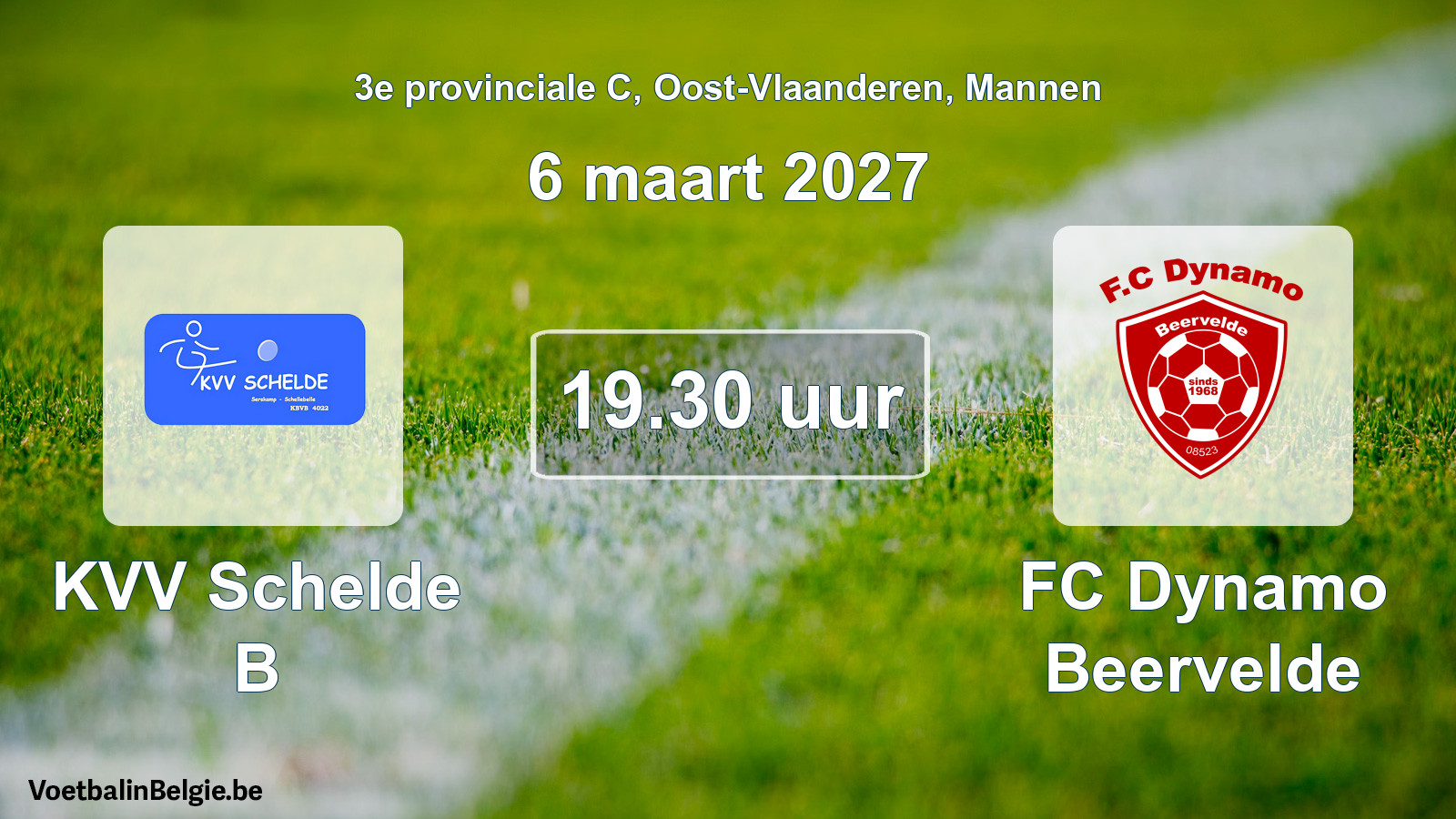 Geplande wedstrijd mannenvoetbal: KVV Schelde B - FC Dynamo Beervelde (6 maart 2027)
