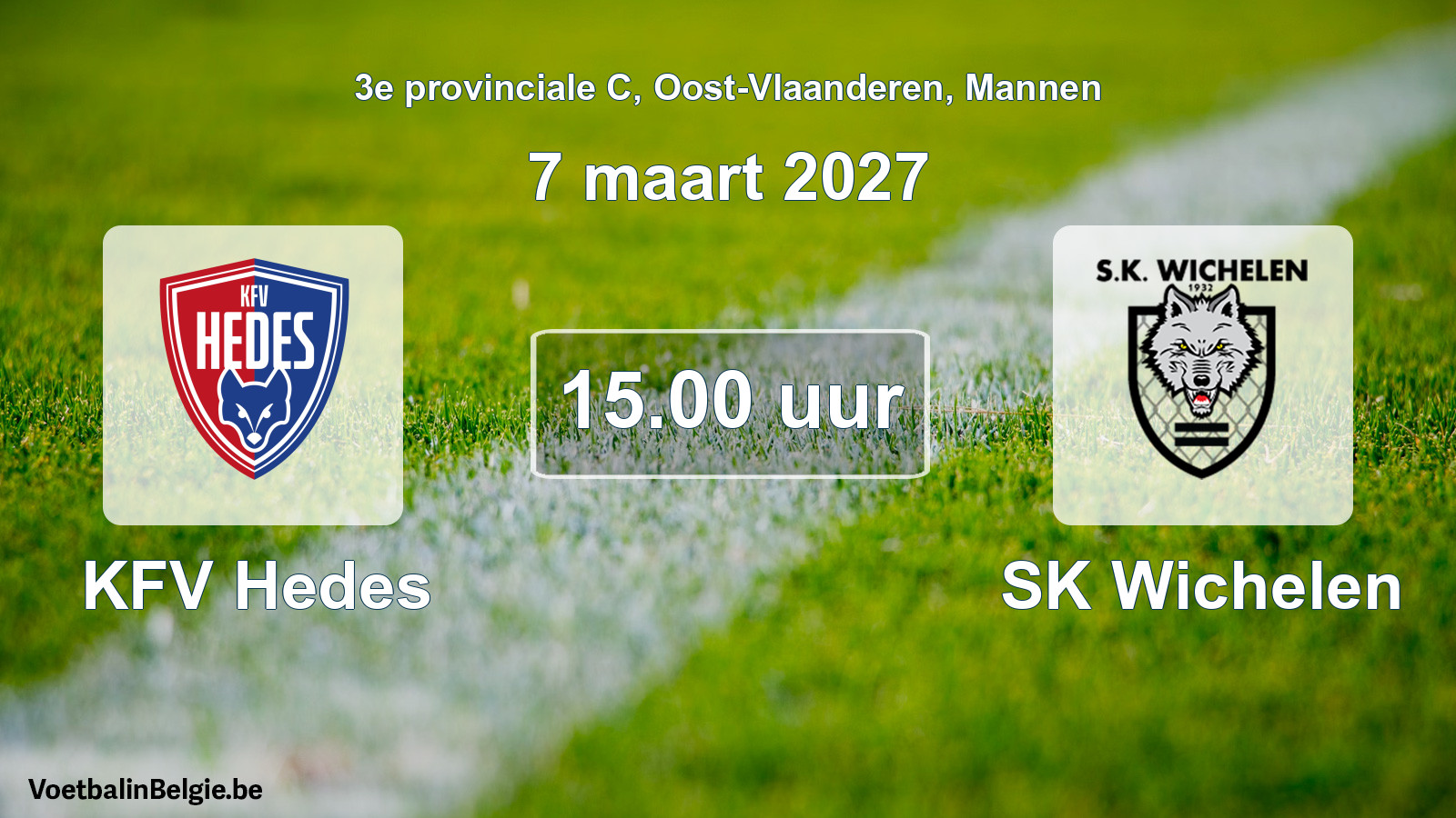 Geplande wedstrijd mannenvoetbal: KFV Hedes - SK Wichelen (7 maart 2027)