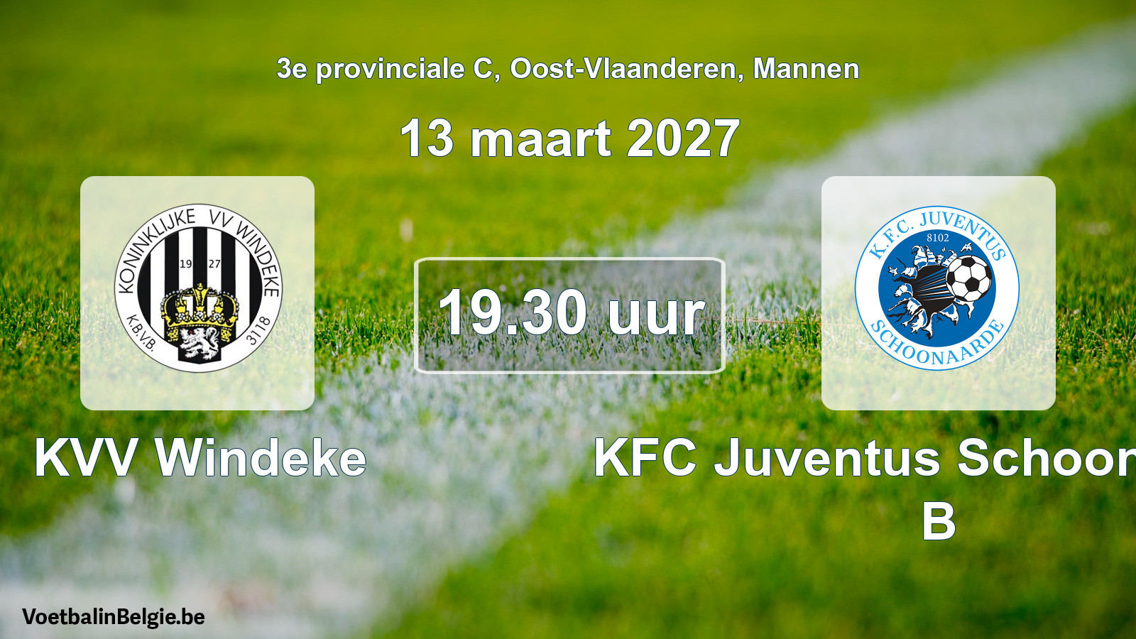Geplantes Spiel männer-Fußball: KVV Windeke - KFC Juventus Schoonaarde B (13 März 2027)