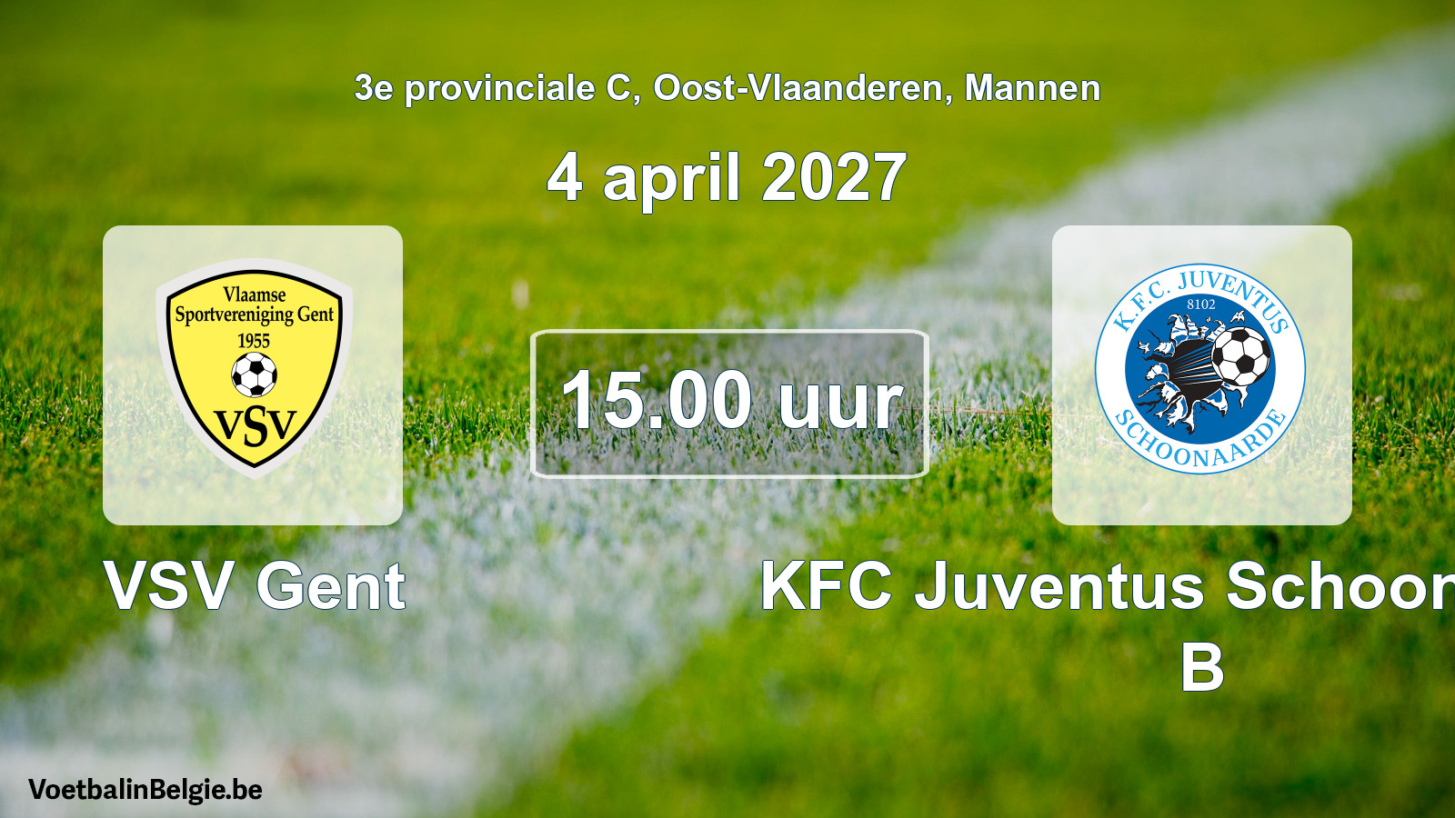 Geplande wedstrijd mannenvoetbal: VSV Gent - KFC Juventus Schoonaarde B (4 april 2027)