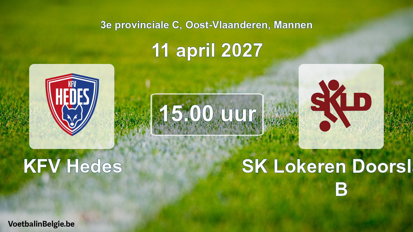 Geplande wedstrijd mannenvoetbal: KFV Hedes - SK Lokeren Doorslaar B (11 april 2027)