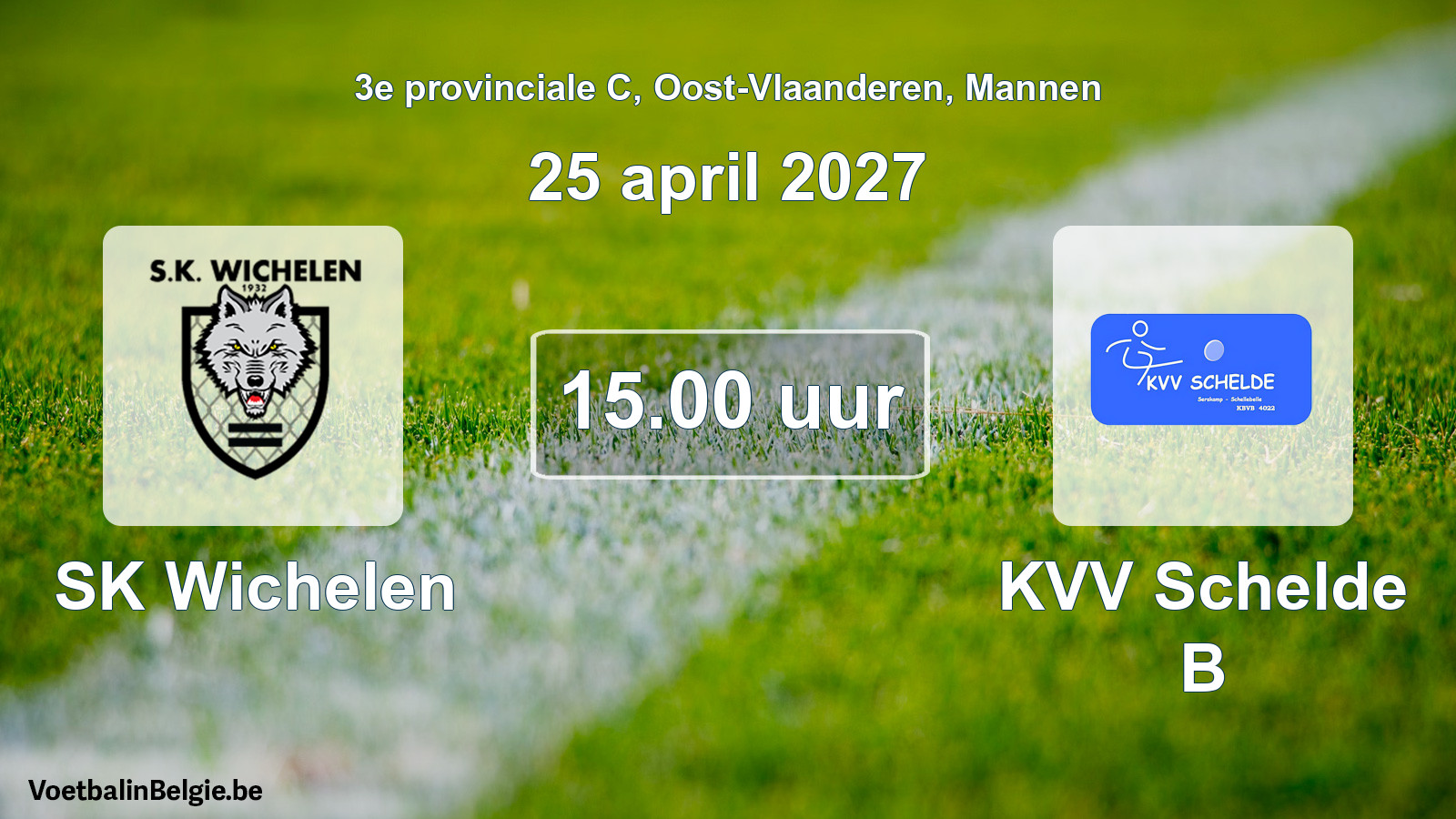 Geplande wedstrijd mannenvoetbal: SK Wichelen - KVV Schelde B (25 april 2027)