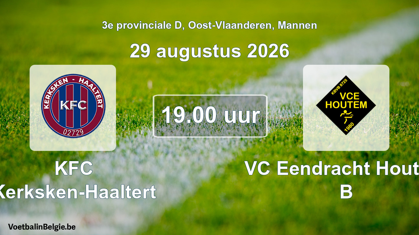 Geplande wedstrijd mannenvoetbal: KFC Kerksken-Haaltert - VC Eendracht Houtem B (29 augustus 2026)