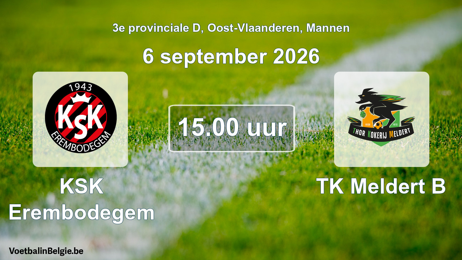 Geplande wedstrijd mannenvoetbal: KSK Erembodegem - TK Meldert B (6 september 2026)