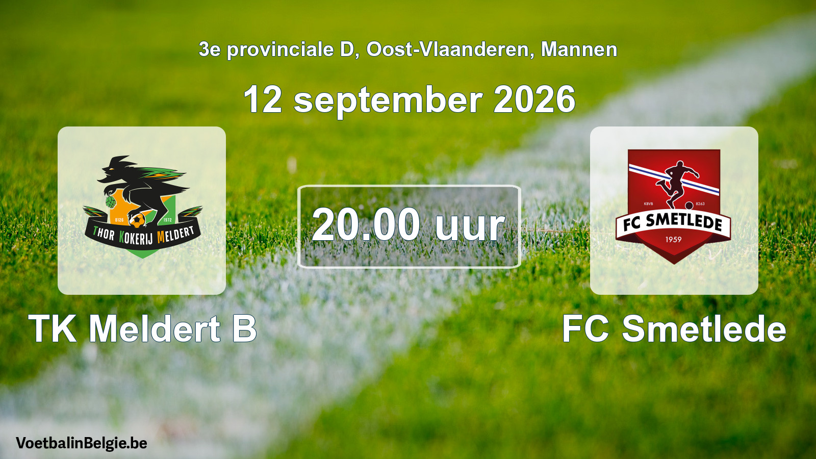 Geplande wedstrijd mannenvoetbal: TK Meldert B - FC Smetlede (12 september 2026)