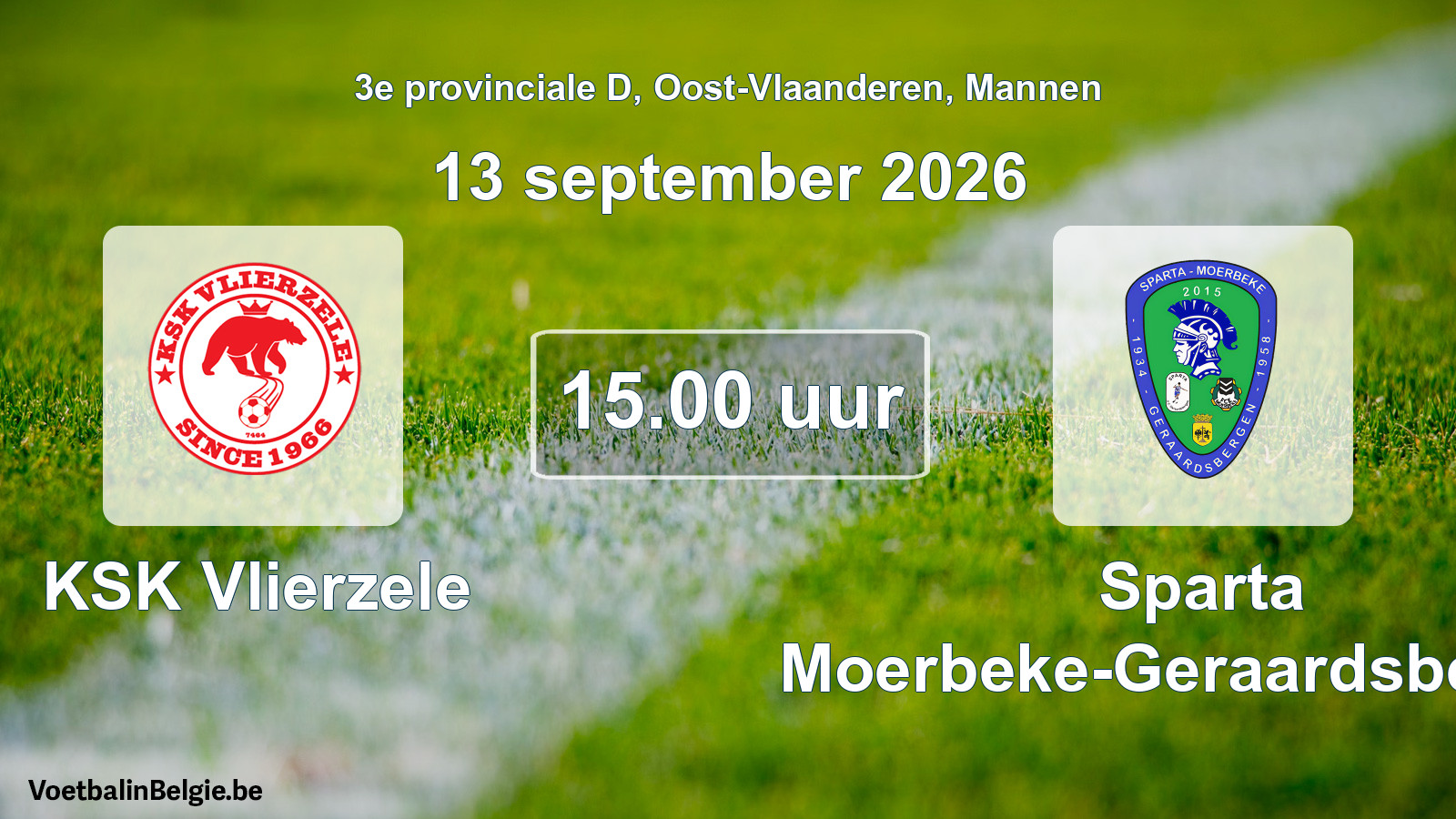Geplande wedstrijd mannenvoetbal: KSK Vlierzele - Sparta Moerbeke-Geraardsbergen (13 september 2026)