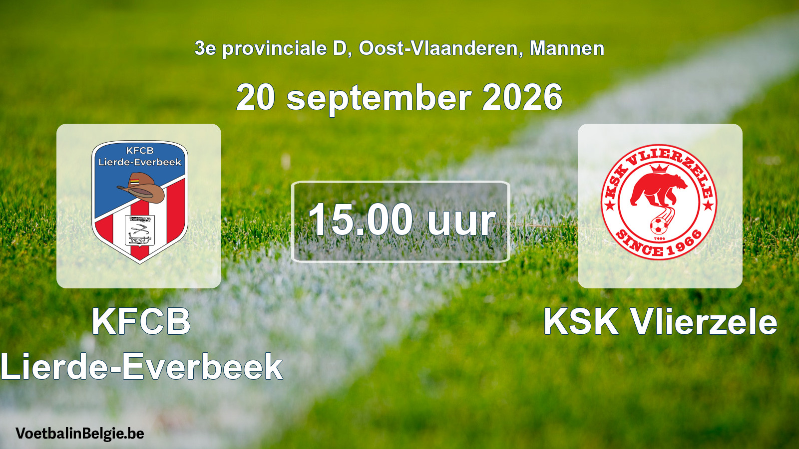 Geplande wedstrijd mannenvoetbal: KFCB Lierde-Everbeek - KSK Vlierzele (20 september 2026)