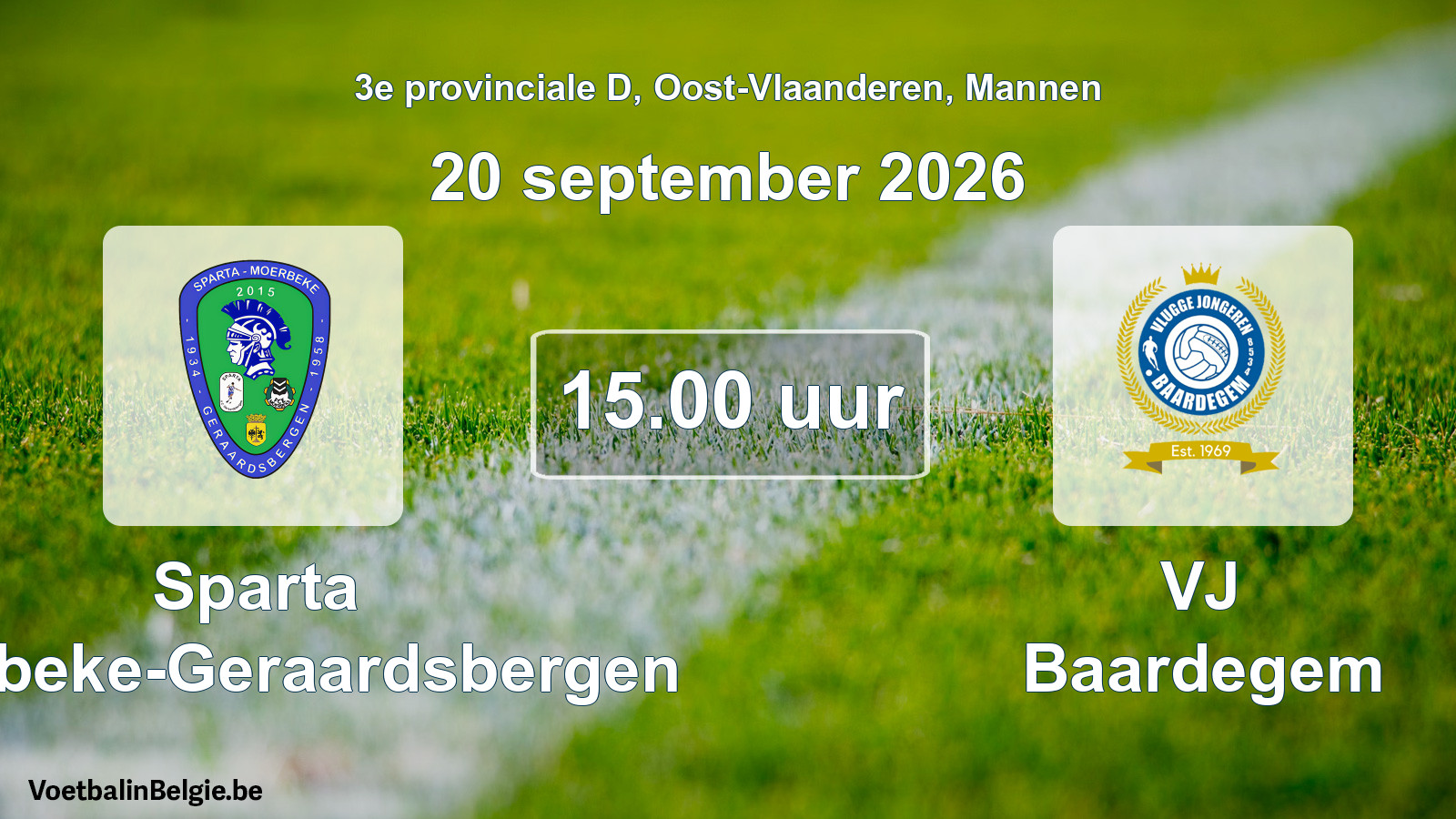 Geplande wedstrijd mannenvoetbal: Sparta Moerbeke-Geraardsbergen - VJ Baardegem (20 september 2026)