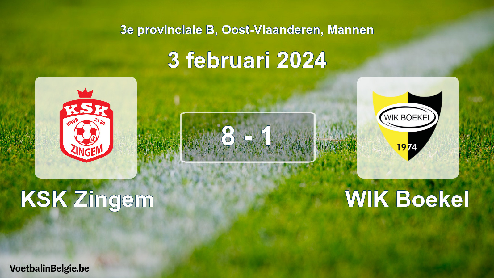 Gespeelde wedstrijd mannenvoetbal: KSK Zingem - WIK Boekel 8 - 1 (3 februari 2024)