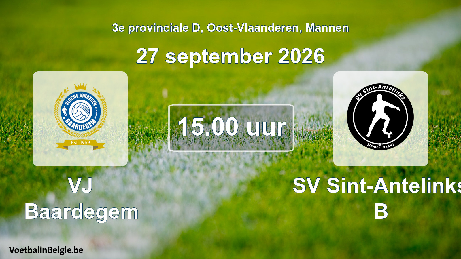 Geplande wedstrijd mannenvoetbal: VJ Baardegem - SV Sint-Antelinks B (27 september 2026)
