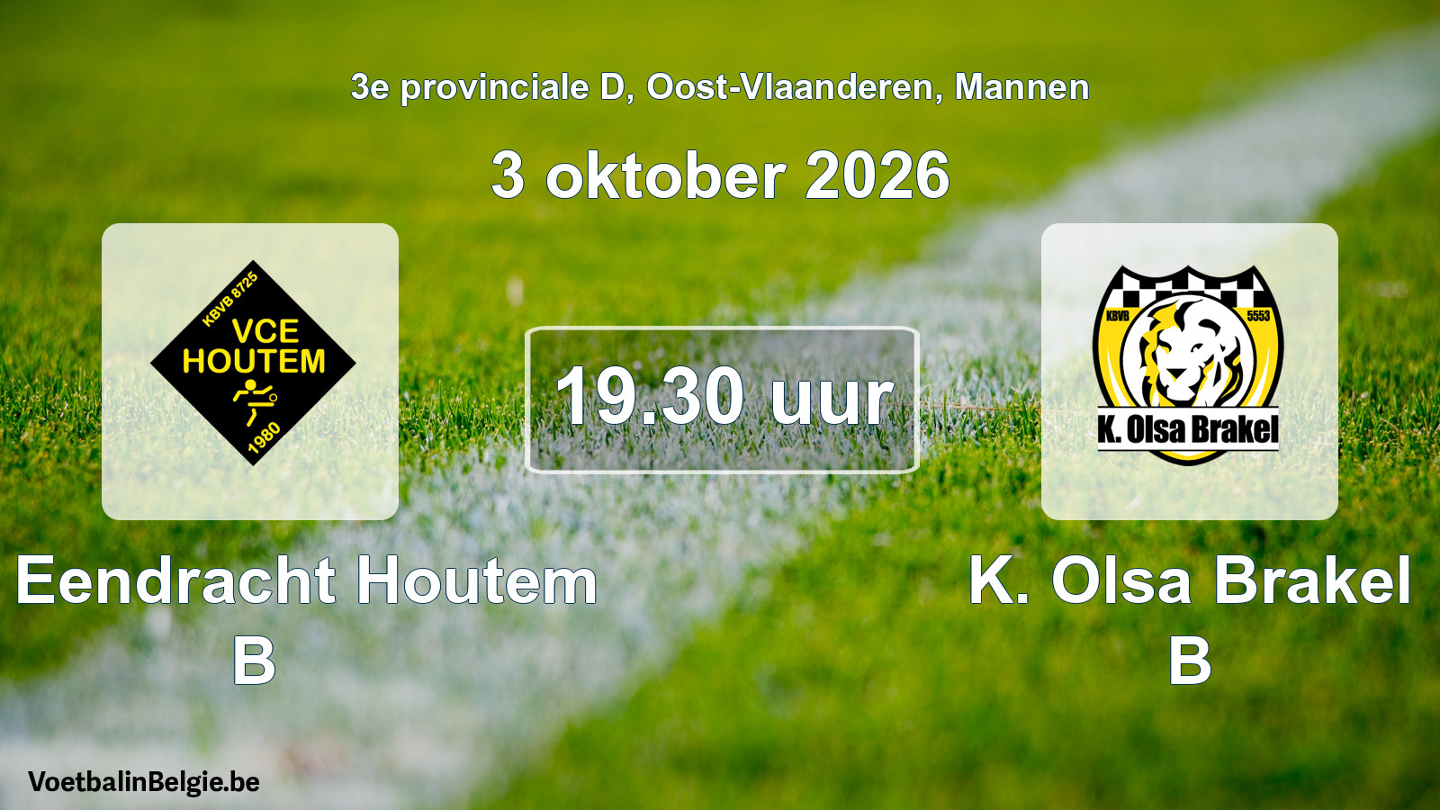 Geplande wedstrijd mannenvoetbal: VC Eendracht Houtem B - K. Olsa Brakel B (3 oktober 2026)