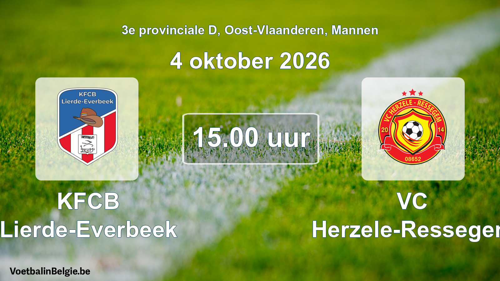 Geplande wedstrijd mannenvoetbal: KFCB Lierde-Everbeek - VC Herzele-Ressegem (4 oktober 2026)