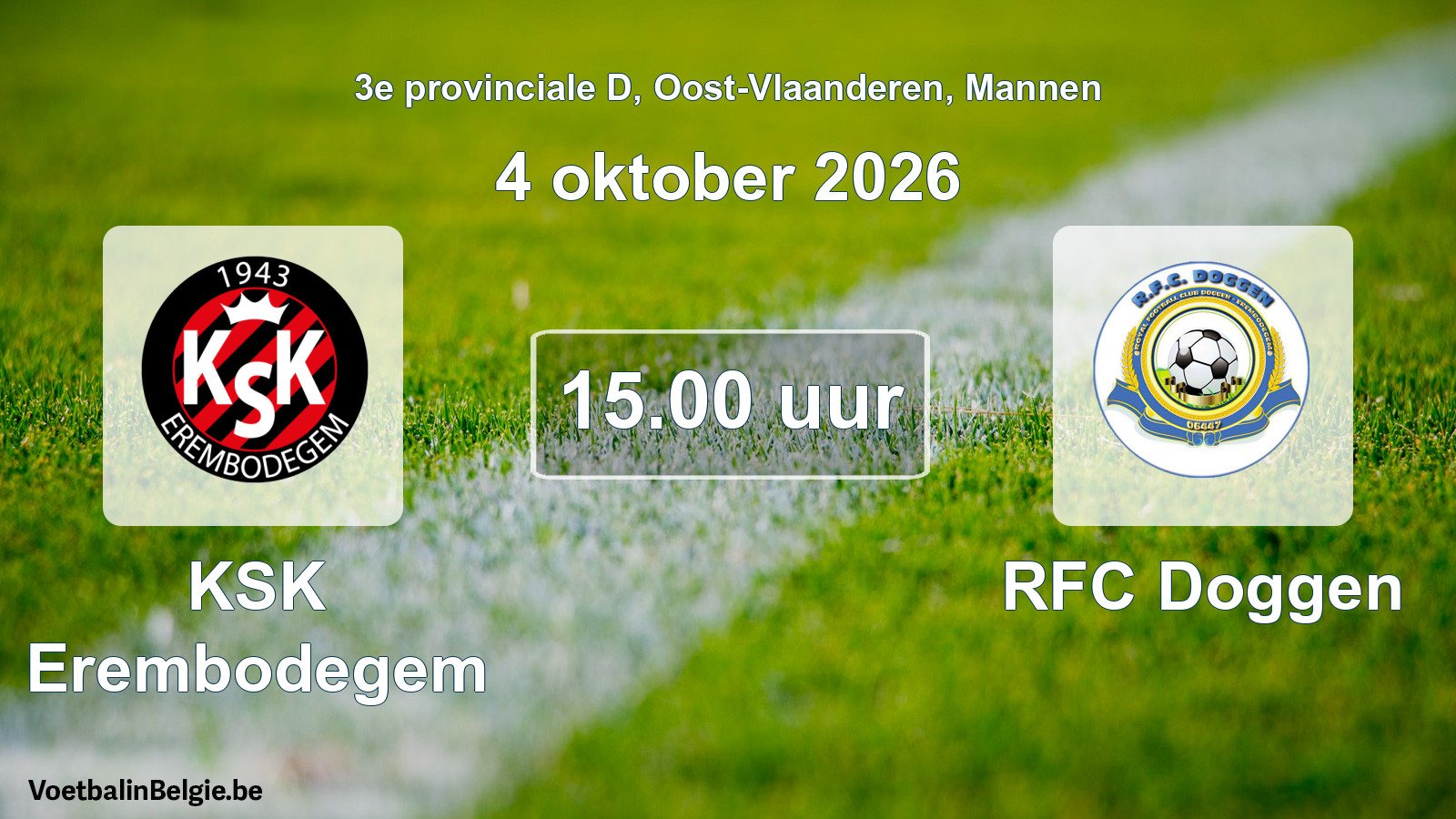 Geplande wedstrijd mannenvoetbal: KSK Erembodegem - RFC Doggen (4 oktober 2026)