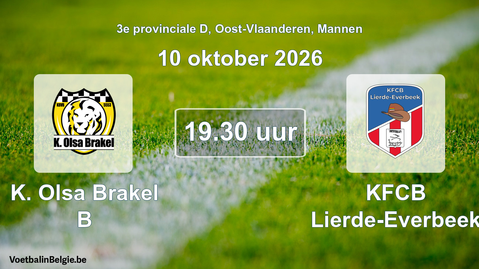 Geplande wedstrijd mannenvoetbal: K. Olsa Brakel B - KFCB Lierde-Everbeek (10 oktober 2026)