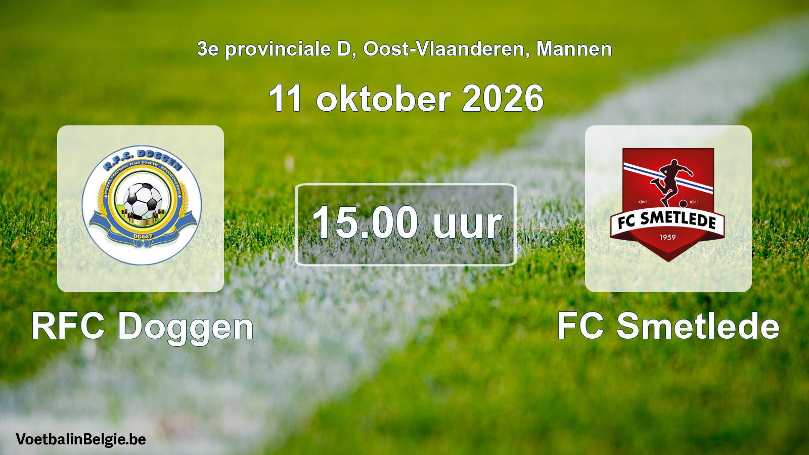 Geplande wedstrijd mannenvoetbal: RFC Doggen - FC Smetlede (11 oktober 2026)