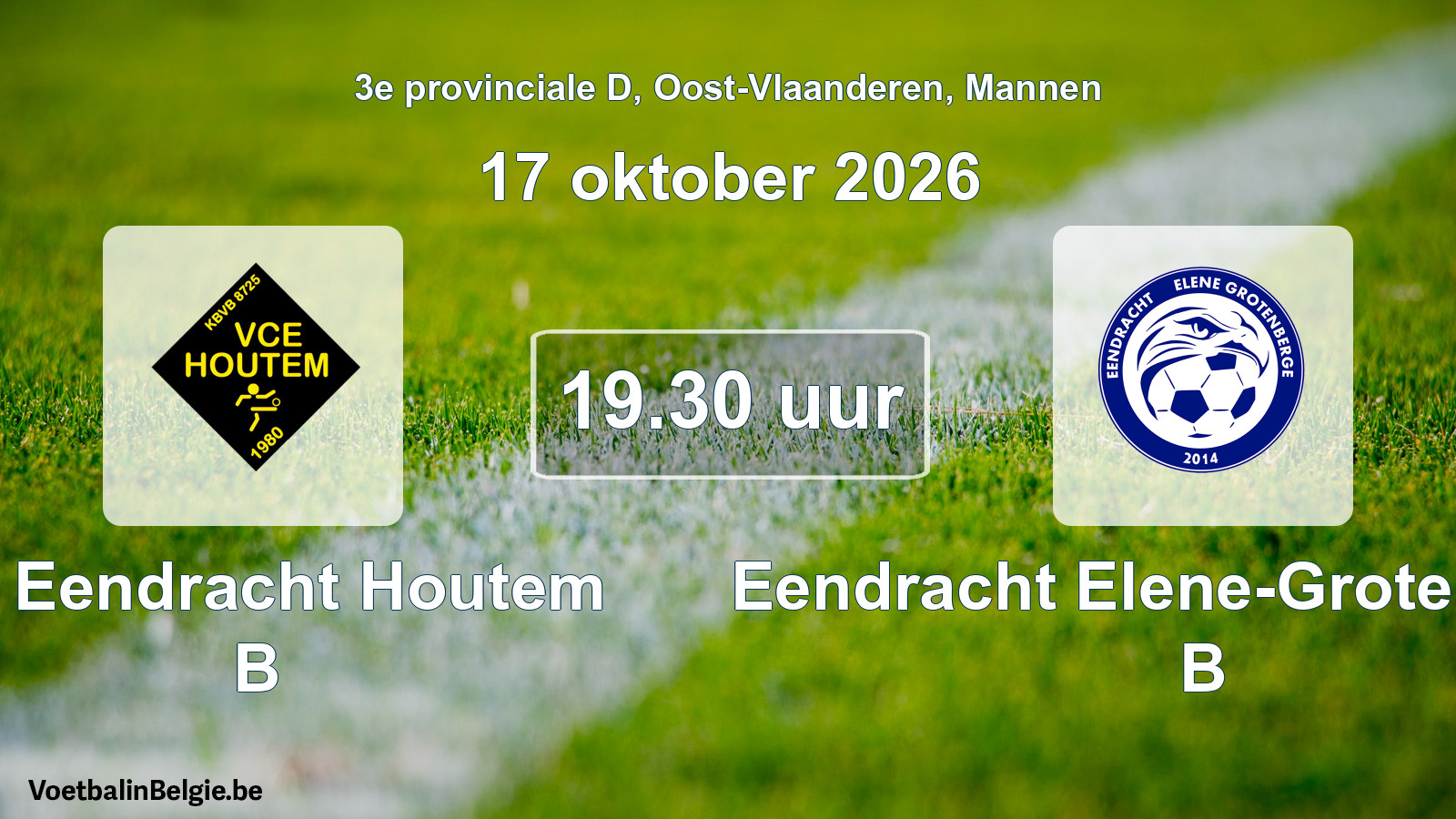 Geplande wedstrijd mannenvoetbal: VC Eendracht Houtem B - Eendracht Elene-Grotenberge B (17 oktober 2026)