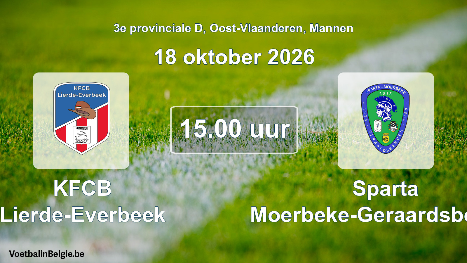 Geplande wedstrijd mannenvoetbal: KFCB Lierde-Everbeek - Sparta Moerbeke-Geraardsbergen (18 oktober 2026)