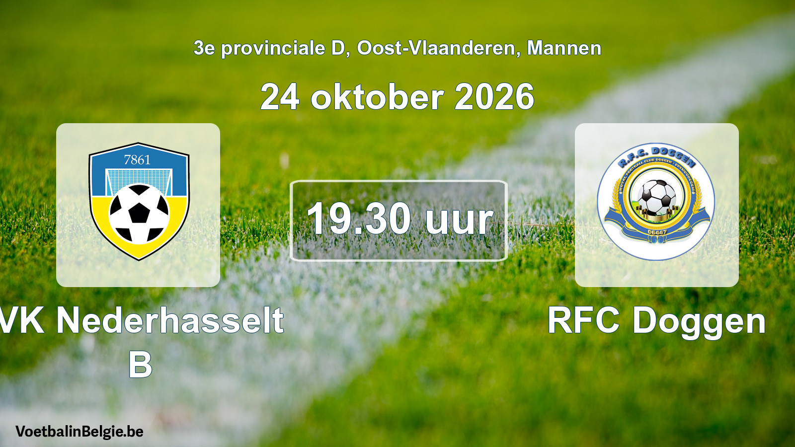 Geplande wedstrijd mannenvoetbal: VK Nederhasselt B - RFC Doggen (24 oktober 2026)