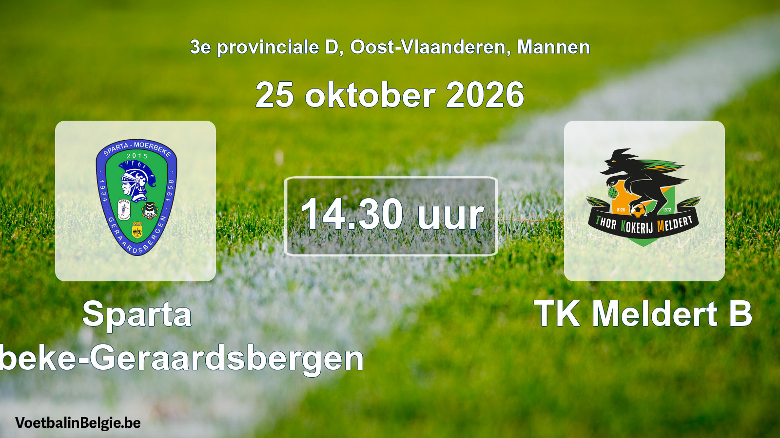 Geplande wedstrijd mannenvoetbal: Sparta Moerbeke-Geraardsbergen - TK Meldert B (25 oktober 2026)