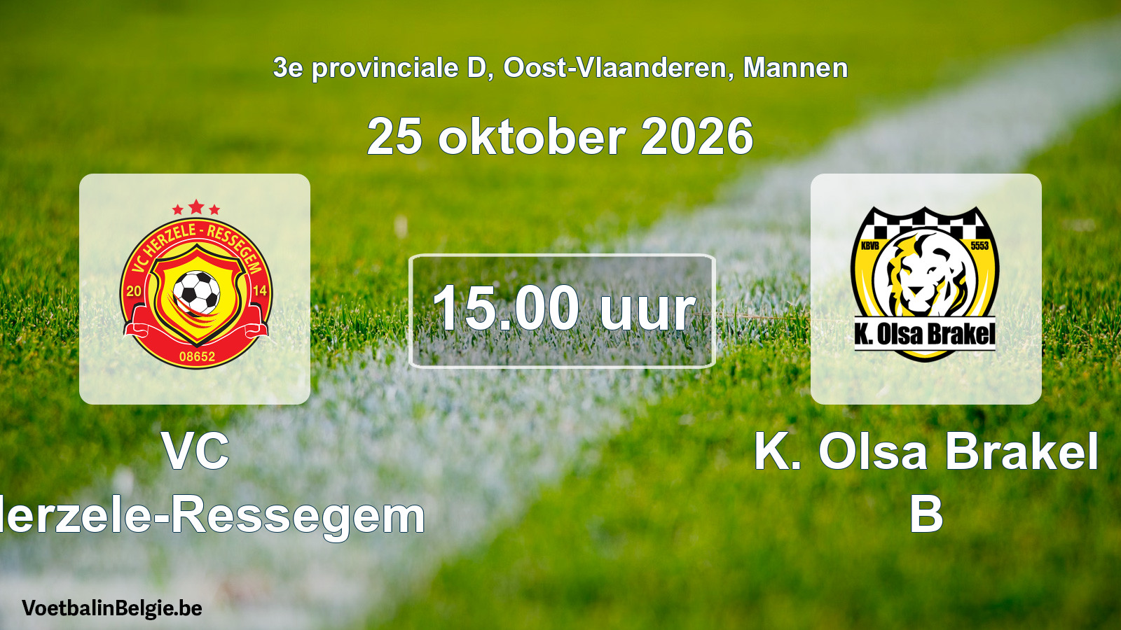 Geplande wedstrijd mannenvoetbal: VC Herzele-Ressegem - K. Olsa Brakel B (25 oktober 2026)