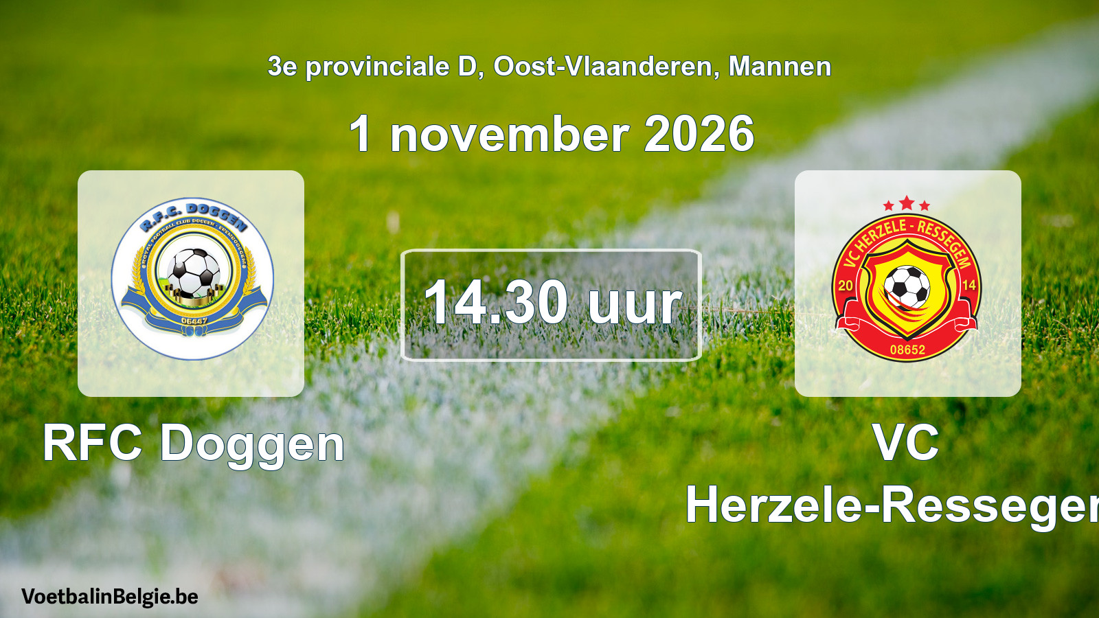 Geplande wedstrijd mannenvoetbal: RFC Doggen - VC Herzele-Ressegem (1 november 2026)