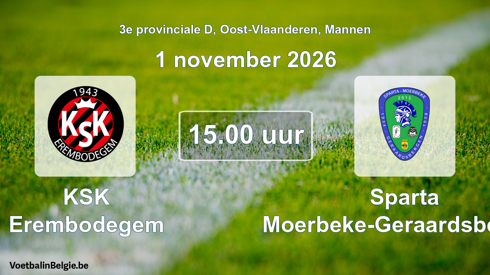 Geplande wedstrijd mannenvoetbal: KSK Erembodegem - Sparta Moerbeke-Geraardsbergen (1 november 2026)