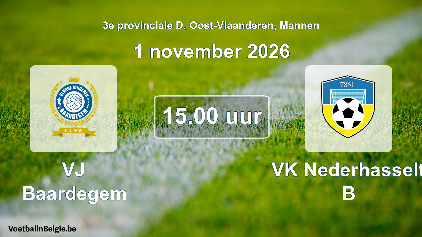 Geplande wedstrijd mannenvoetbal: VJ Baardegem - VK Nederhasselt B (1 november 2026)