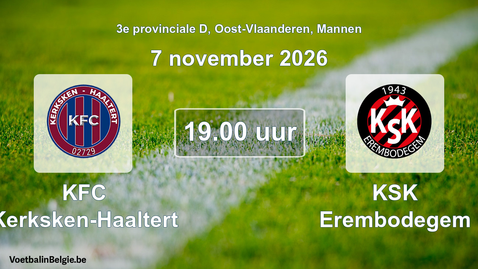 Geplande wedstrijd mannenvoetbal: KFC Kerksken-Haaltert - KSK Erembodegem (7 november 2026)