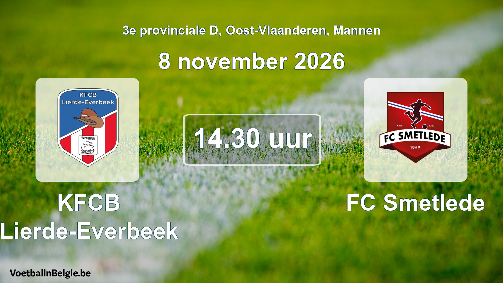 Geplande wedstrijd mannenvoetbal: KFCB Lierde-Everbeek - FC Smetlede (8 november 2026)