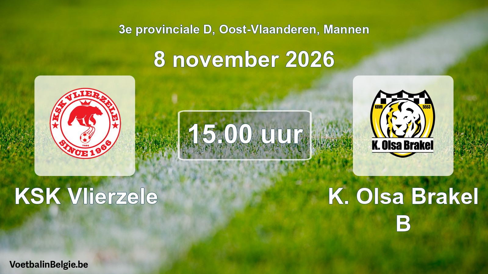 Geplande wedstrijd mannenvoetbal: KSK Vlierzele - K. Olsa Brakel B (8 november 2026)