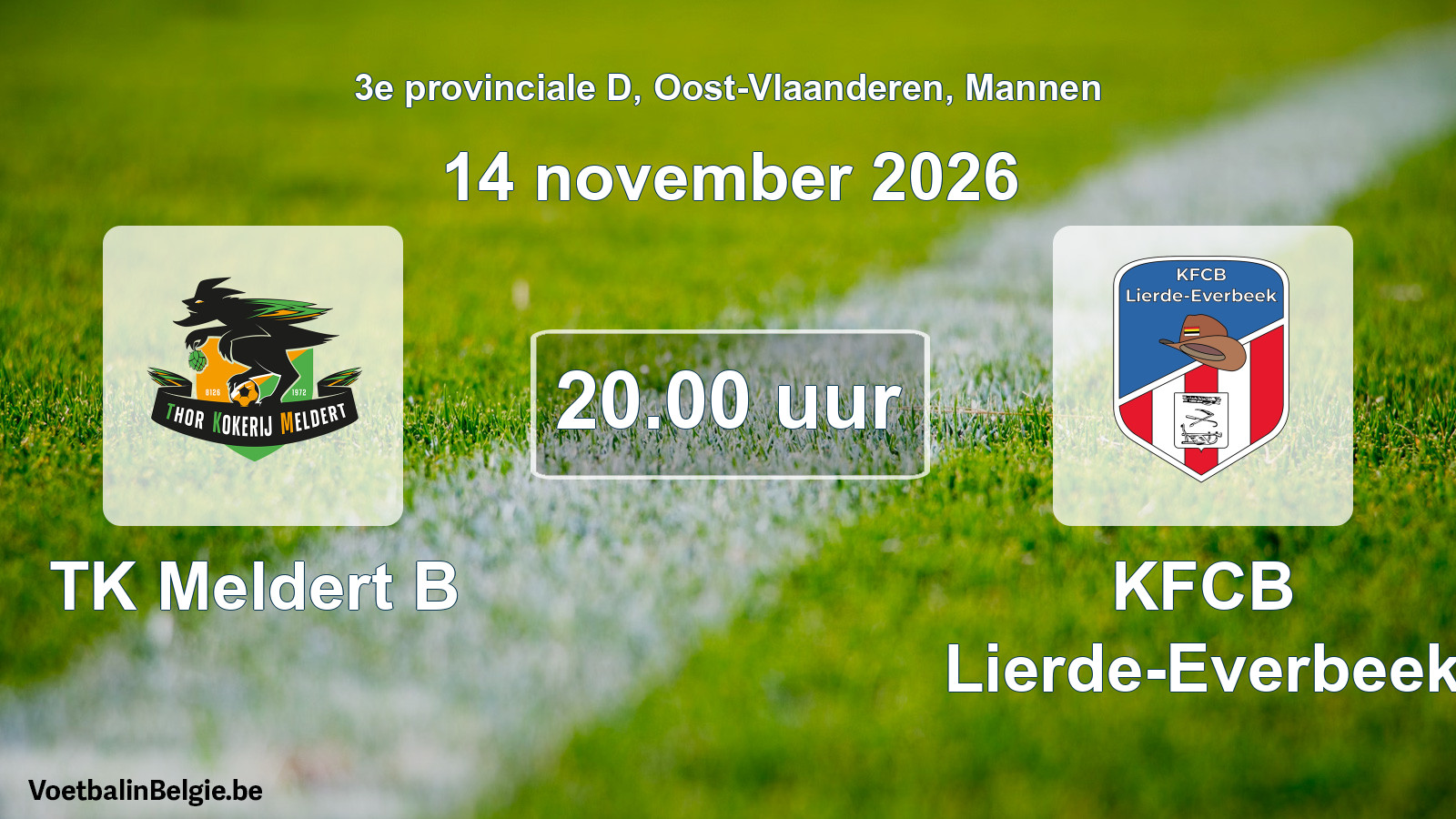 Geplande wedstrijd mannenvoetbal: TK Meldert B - KFCB Lierde-Everbeek (14 november 2026)