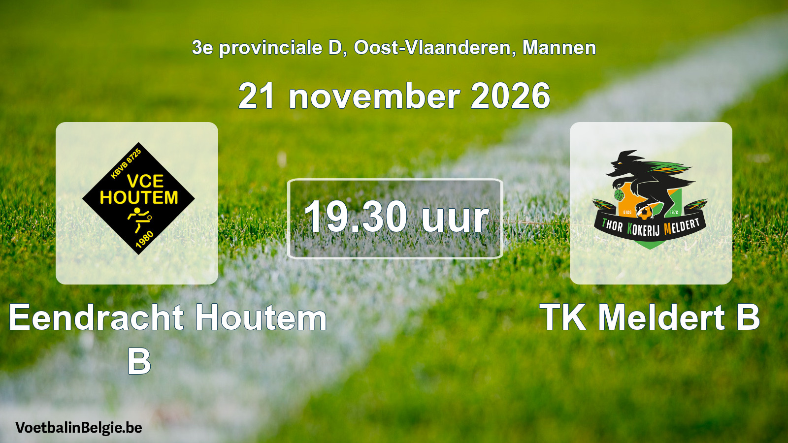 Geplande wedstrijd mannenvoetbal: VC Eendracht Houtem B - TK Meldert B (21 november 2026)
