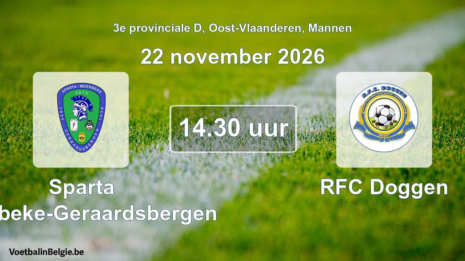 Geplande wedstrijd mannenvoetbal: Sparta Moerbeke-Geraardsbergen - RFC Doggen (22 november 2026)