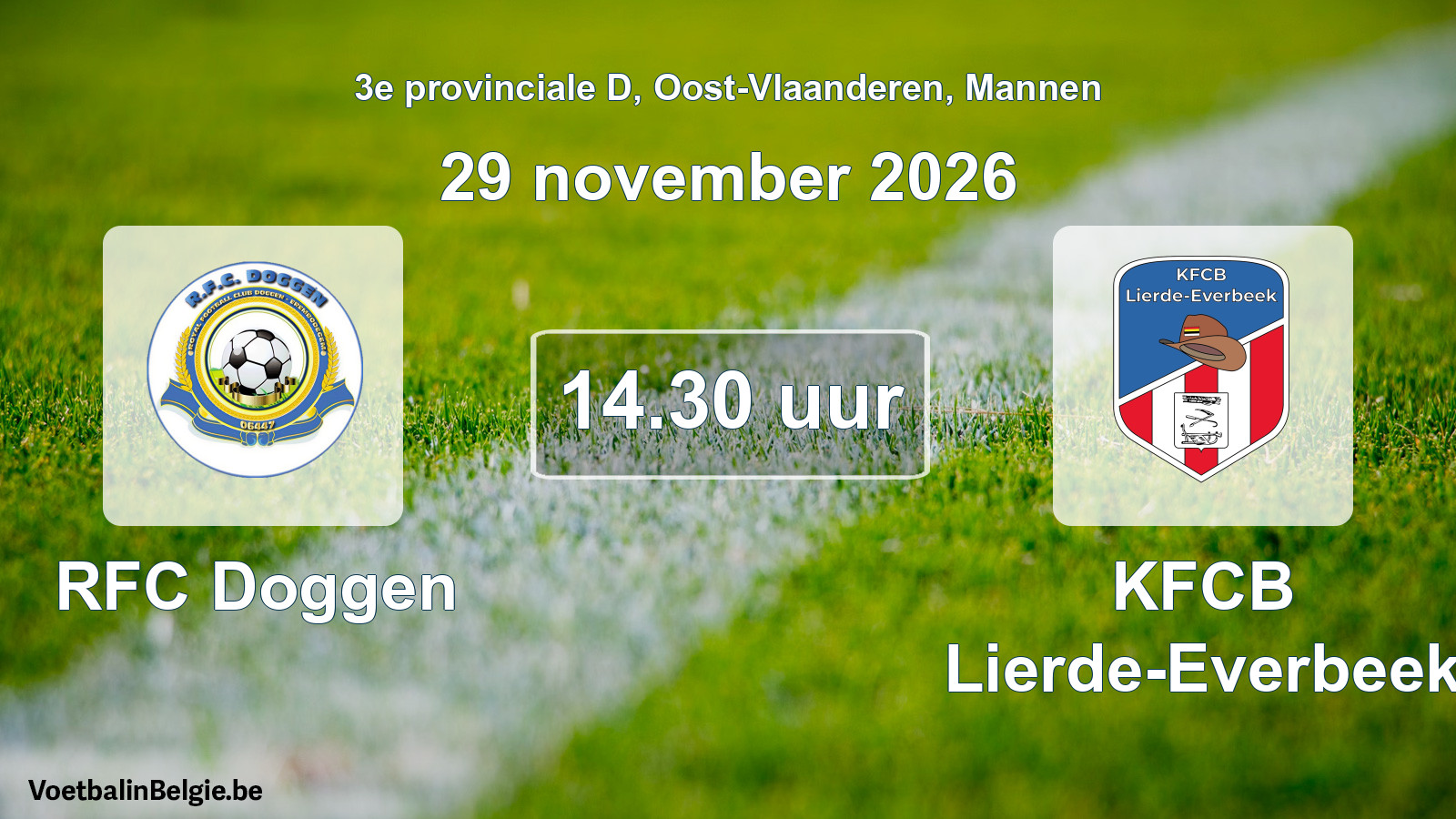 Geplande wedstrijd mannenvoetbal: RFC Doggen - KFCB Lierde-Everbeek (29 november 2026)