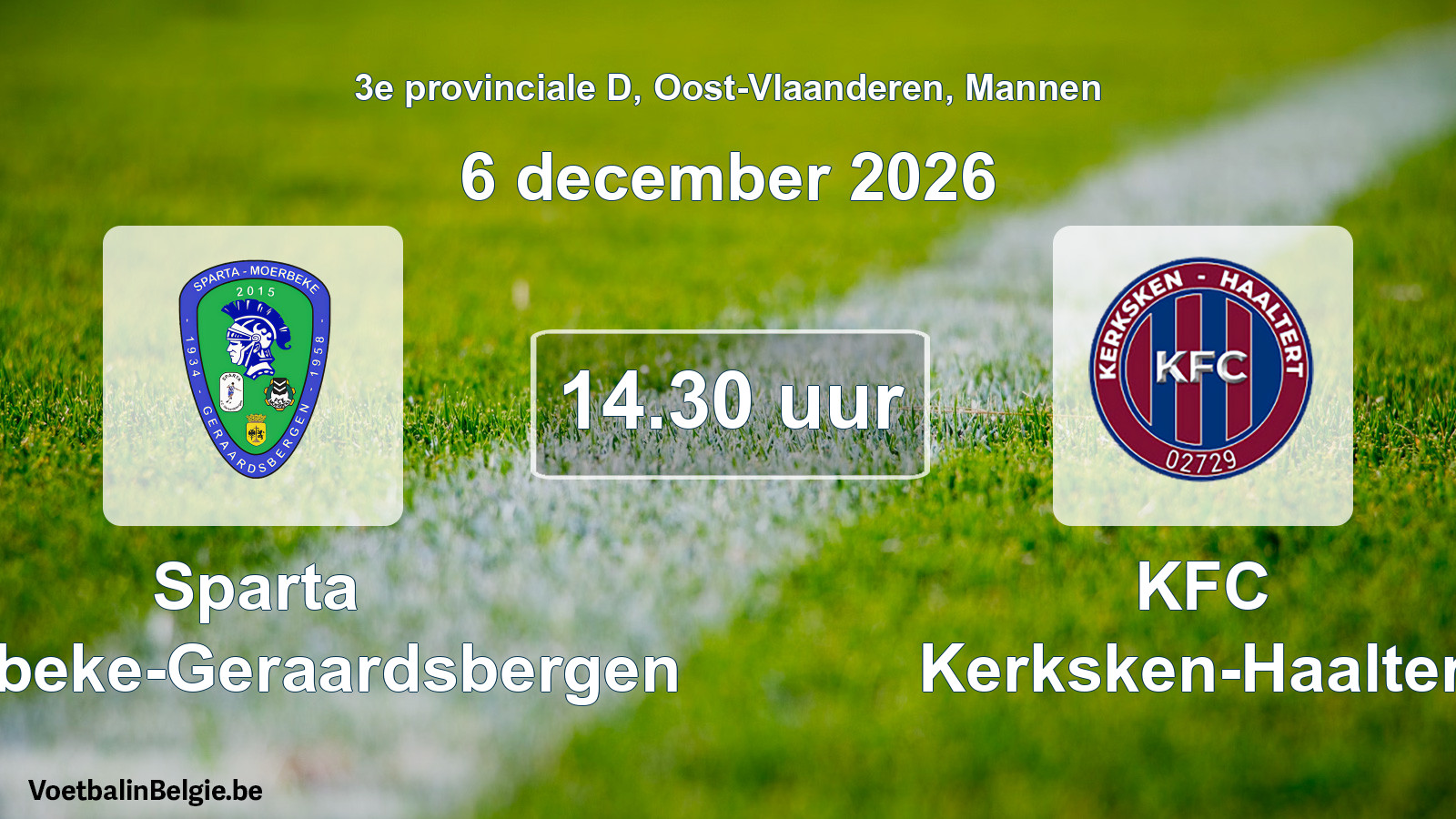 Geplande wedstrijd mannenvoetbal: Sparta Moerbeke-Geraardsbergen - KFC Kerksken-Haaltert (6 december 2026)