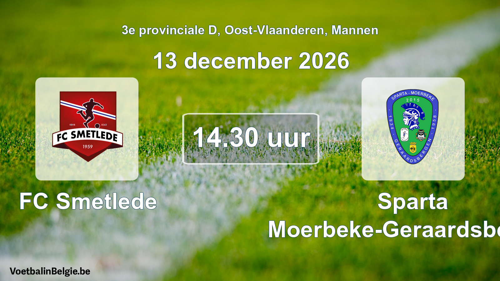 Geplande wedstrijd mannenvoetbal: FC Smetlede - Sparta Moerbeke-Geraardsbergen (13 december 2026)