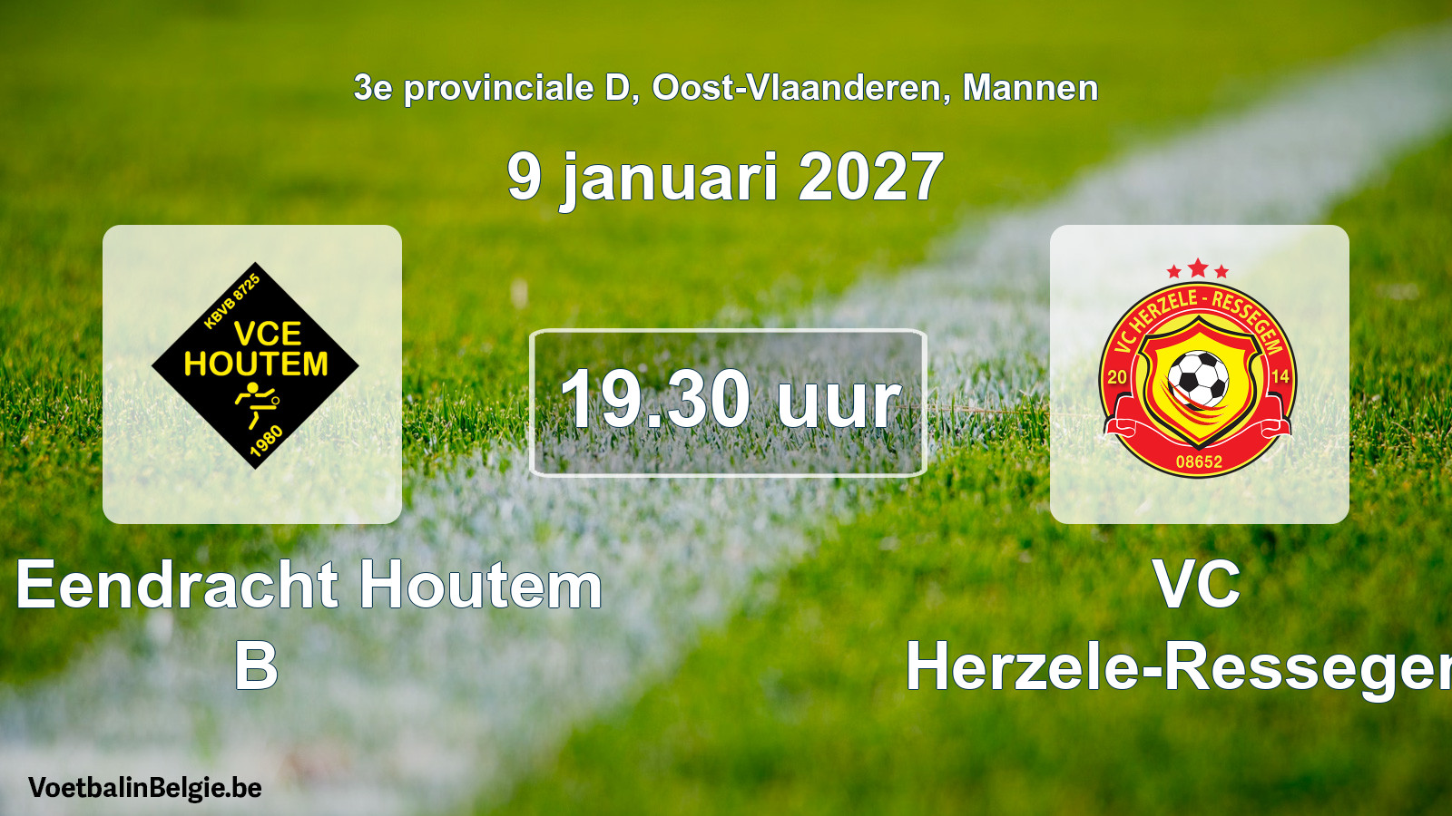Geplande wedstrijd mannenvoetbal: VC Eendracht Houtem B - VC Herzele-Ressegem (9 januari 2027)