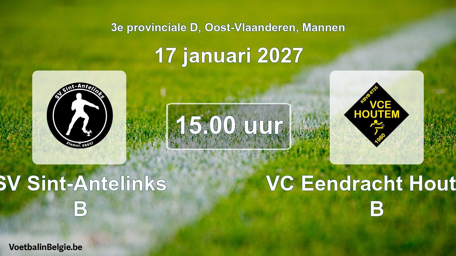 Geplande wedstrijd mannenvoetbal: SV Sint-Antelinks B - VC Eendracht Houtem B (17 januari 2027)