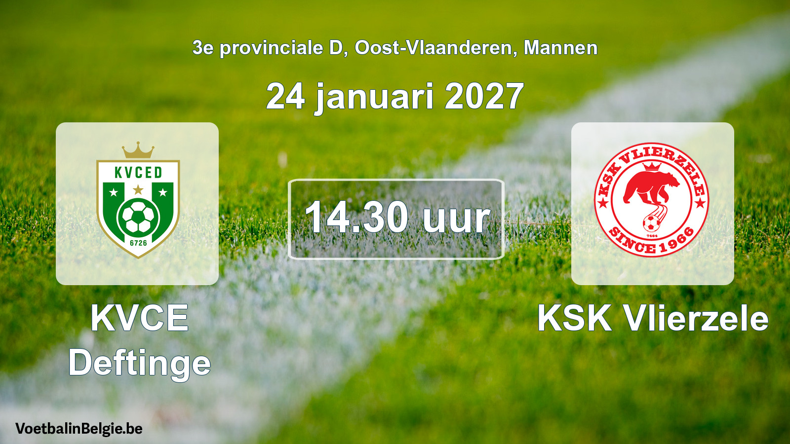Geplantes Spiel männer-Fußball: KVCE Deftinge - KSK Vlierzele (24 Januar 2027)
