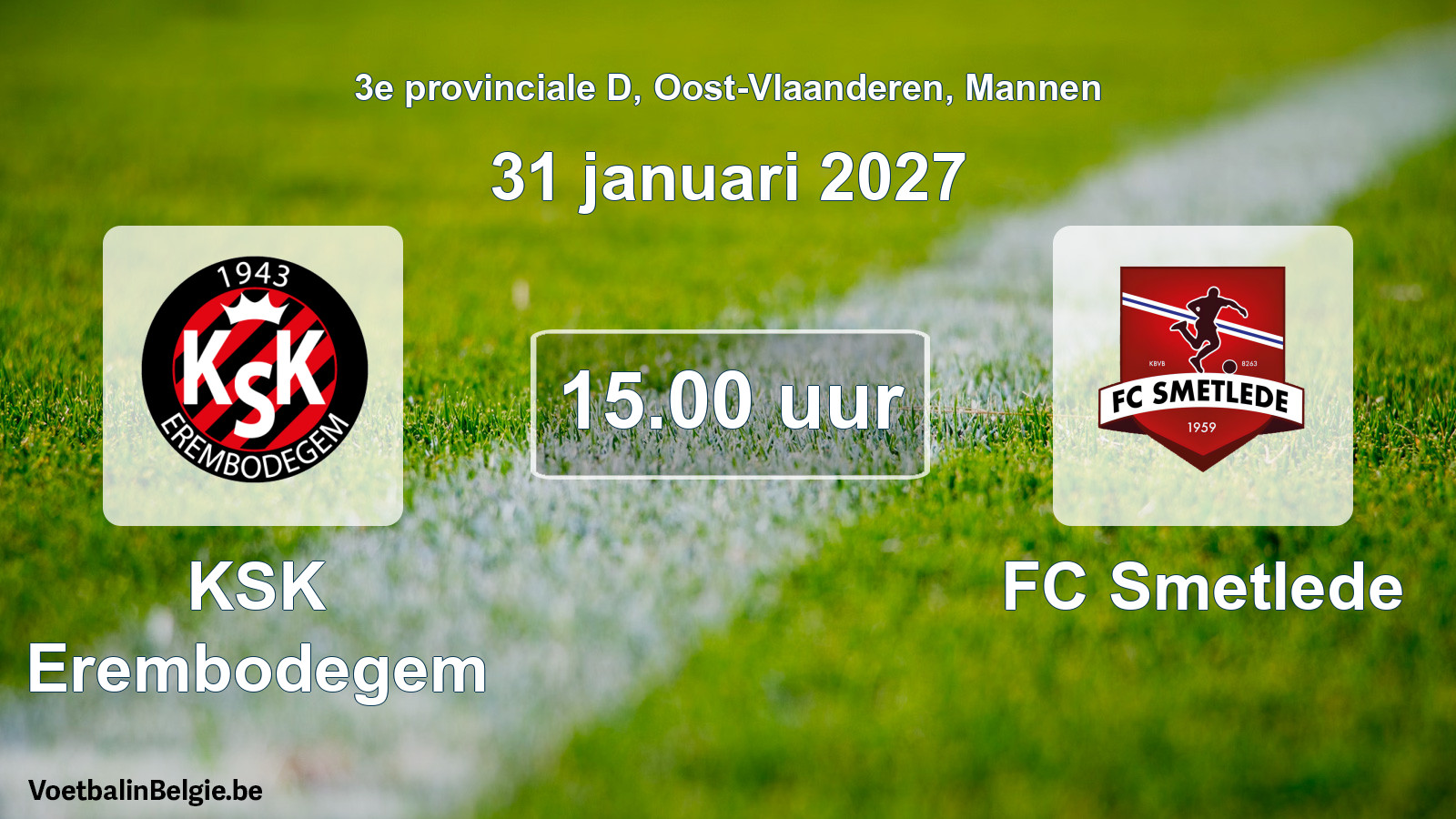 Geplande wedstrijd mannenvoetbal: KSK Erembodegem - FC Smetlede (31 januari 2027)