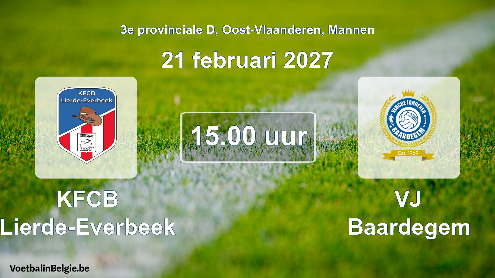 Geplande wedstrijd mannenvoetbal: KFCB Lierde-Everbeek - VJ Baardegem (21 februari 2027)