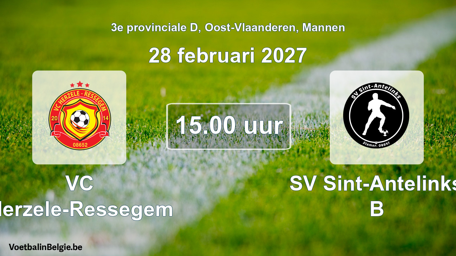 Geplande wedstrijd mannenvoetbal: VC Herzele-Ressegem - SV Sint-Antelinks B (28 februari 2027)