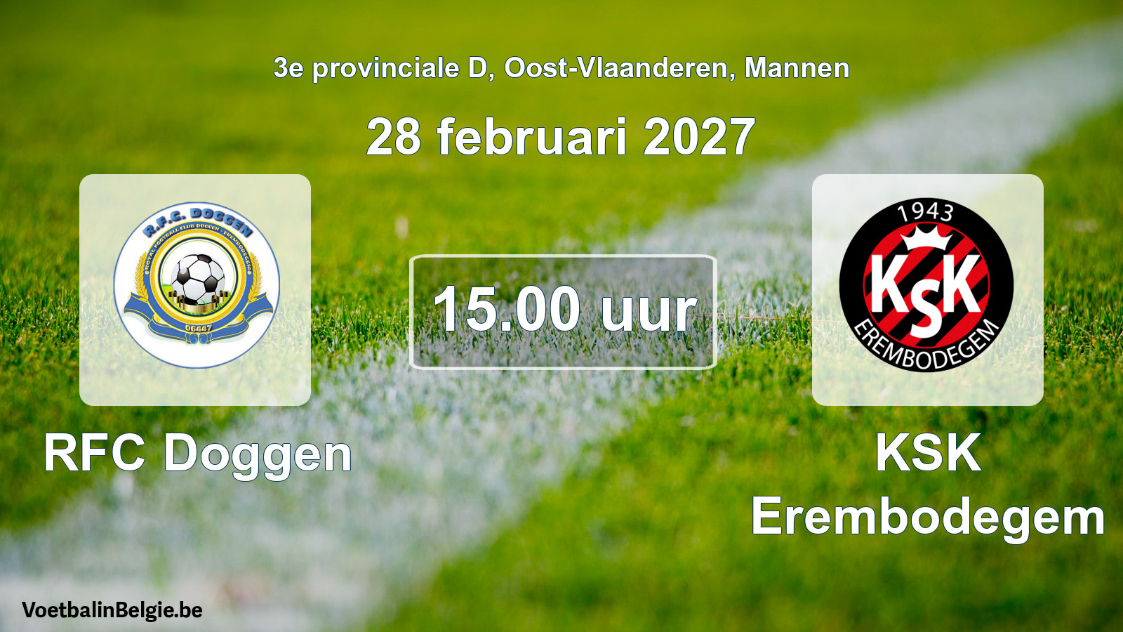 Geplande wedstrijd mannenvoetbal: RFC Doggen - KSK Erembodegem (28 februari 2027)