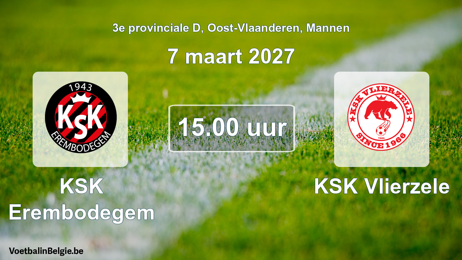 Geplande wedstrijd mannenvoetbal: KSK Erembodegem - KSK Vlierzele (7 maart 2027)